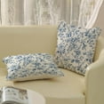 thumbnail image 4 of Blue Floral Pillow Covers 18x18 Set of 2 Blue and Cream Chinoiserie Floral Decorative Throw Pillows Vintage Rustic Toile Flower Pillowcase Outdoor Decor Linen Cushion Covers for Couch Sofa, 4 of 14