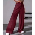 thumbnail image 6 of Women'S Dressy Trousers Solid Color Straight Leg Suit Pants Wine Red L, 6 of 9