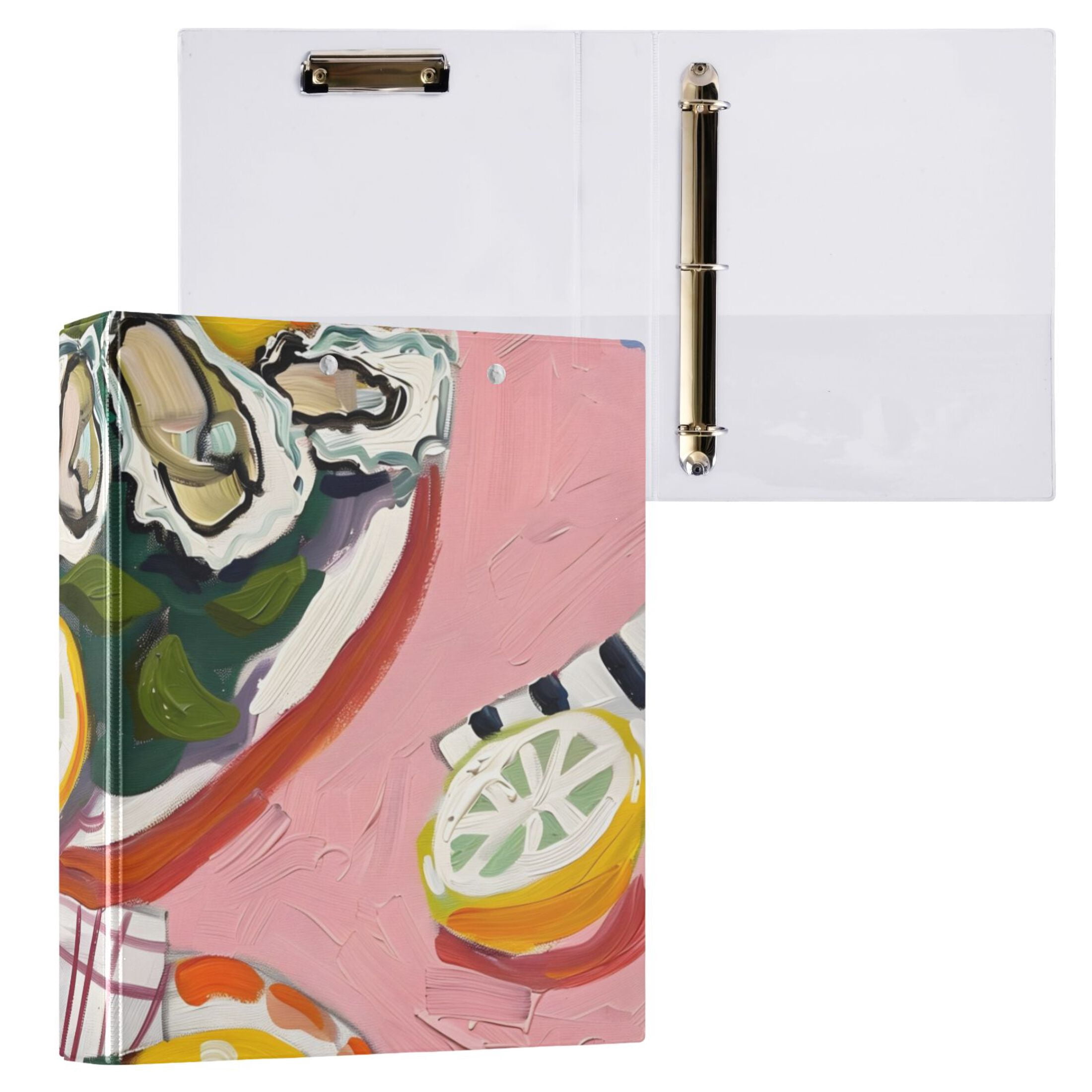Painting Of Salad 3 Ring Binders 1.5 inch Hardcover File Folders with Interior Pockets A4 Size Organizer for School Office Hospital