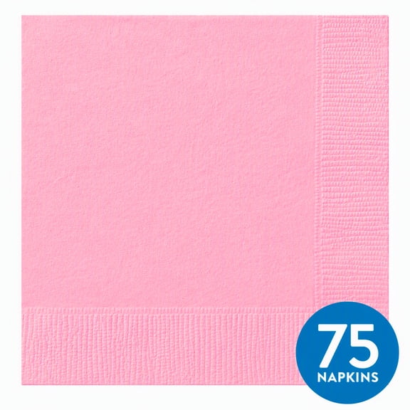 75CT 6.5IN x 6.5IN Pink Disposable Paper Napkins by Way To Celebrate
