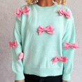 thumbnail image 2 of Teylalorva Sweater for Women Crew Neck Embellished Loose Long Sleeve Pullover With Unique Decor Green Size M, 2 of 5