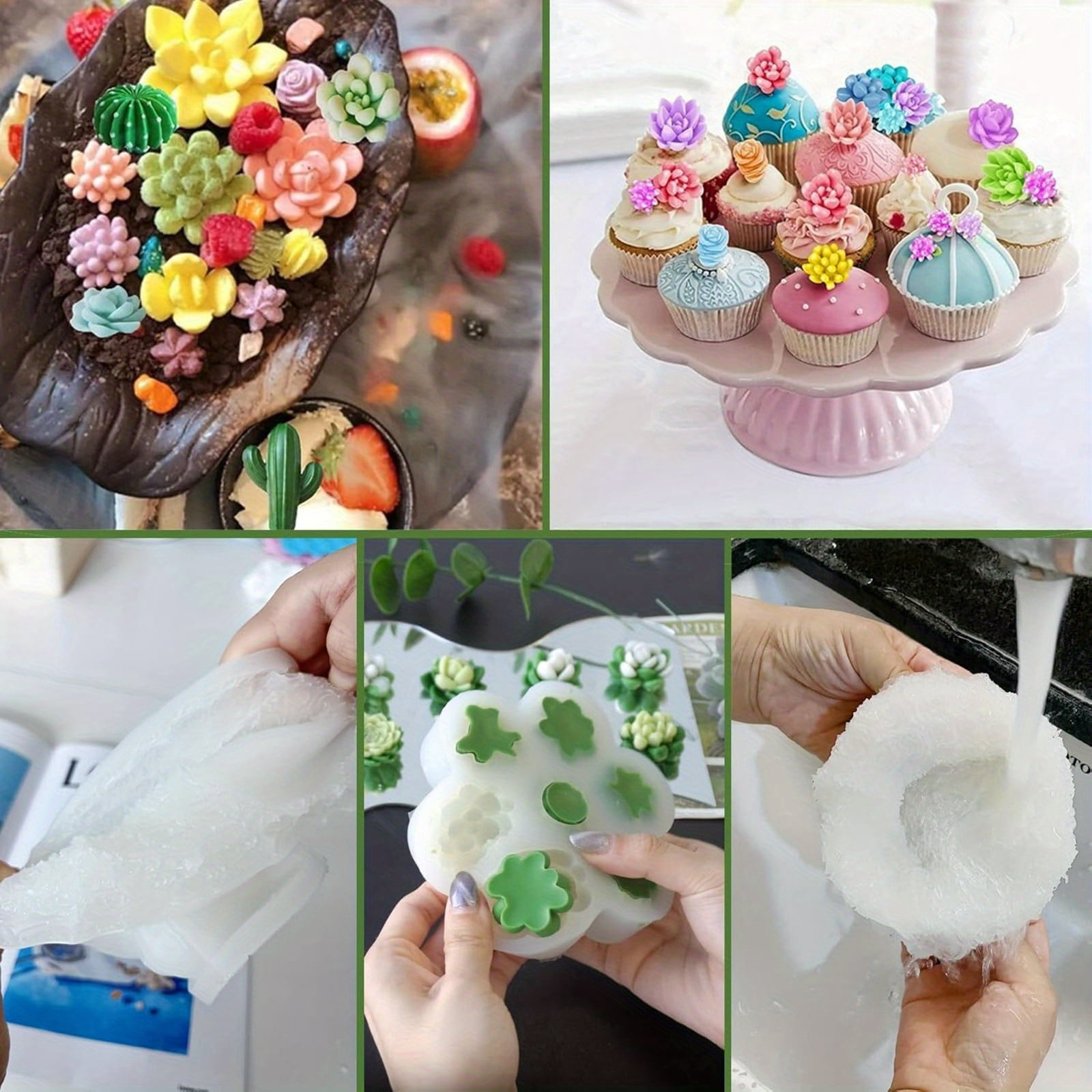 4Pcs Silicone Resin Molds, 7 Cavity 3D Flower & Succulent Resin Casting Molds, DIY Candle Molds, Soap Molds for Scented Candles Soaps Making, Wax, Resin Casting, Home Decoration