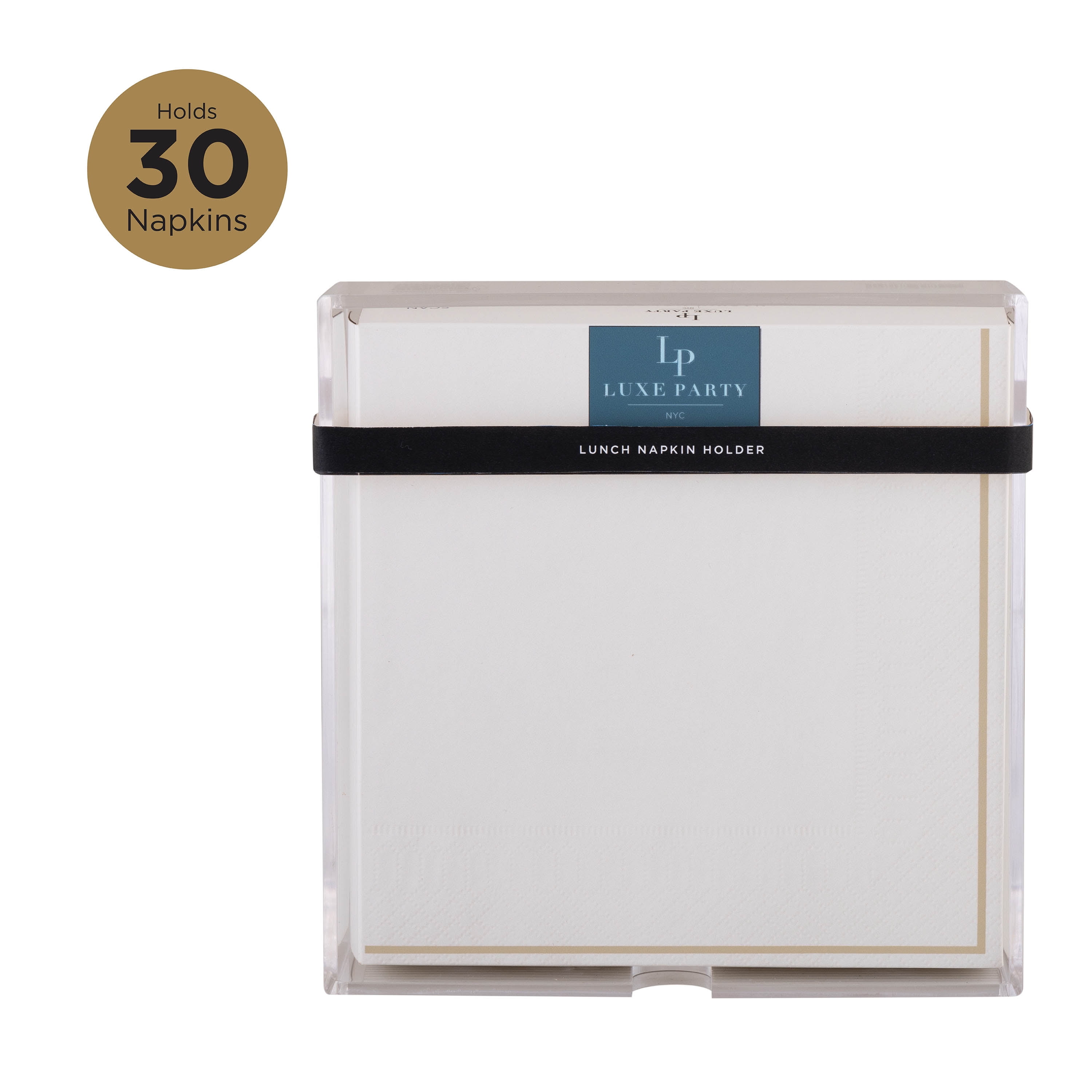 Luxe Party Acrylic Lunch Napkin Holder in Clear, 2.44" x 7.09" x 7.09"