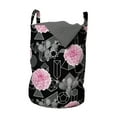thumbnail image 1 of Modern Laundry Bag, Geometrical Abstract Forms Cactus Plant and Blossoming Spring Flowers, Basket with Handles Drawstring Closure for Laundromats, 13" x 19", Charcoal Grey Pink White, by Ambesonne, 1 of 4