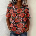 thumbnail image 2 of Women's Tops, Tees & Blouses V Neck 3/4 Sleeve All Over Print Button Down Loose Casual Shirts Business Casual Tops for Women bovemsi, 2 of 6