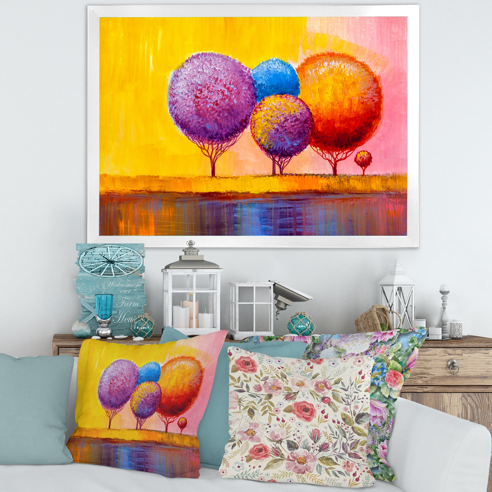 Designart 'Autumn Colorful Fantasy Trees I' Modern Framed Art Print