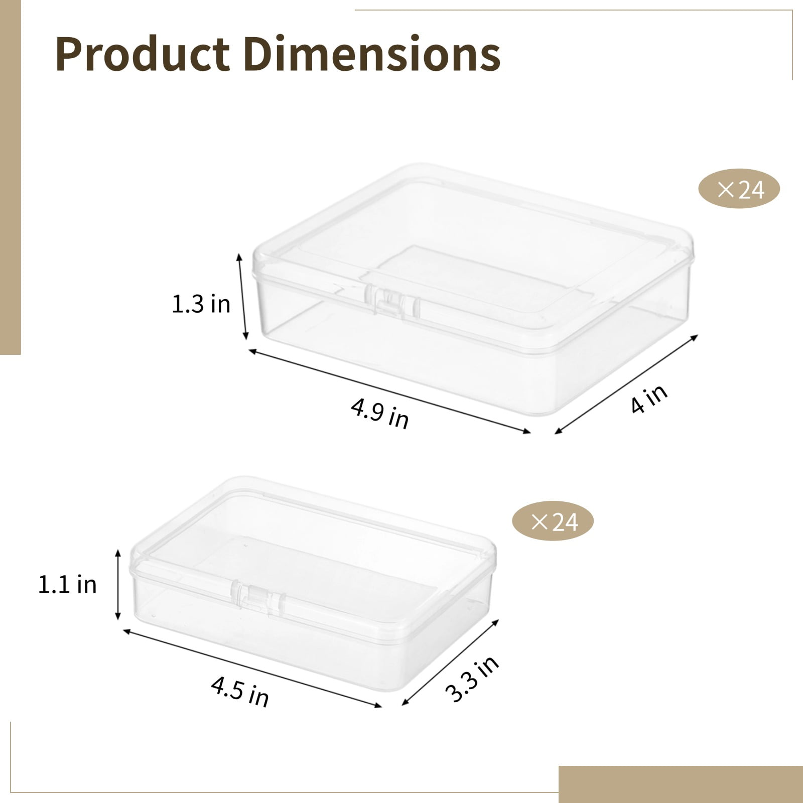 48 Pcs Plastic Crayon Boxes, Clear Plastic Storage Boxes with Lids, 2 Sizes Small Organizer Containers, Rectangular PP Cases for Crayons, Beads, Sewing Accessories, Jewelry