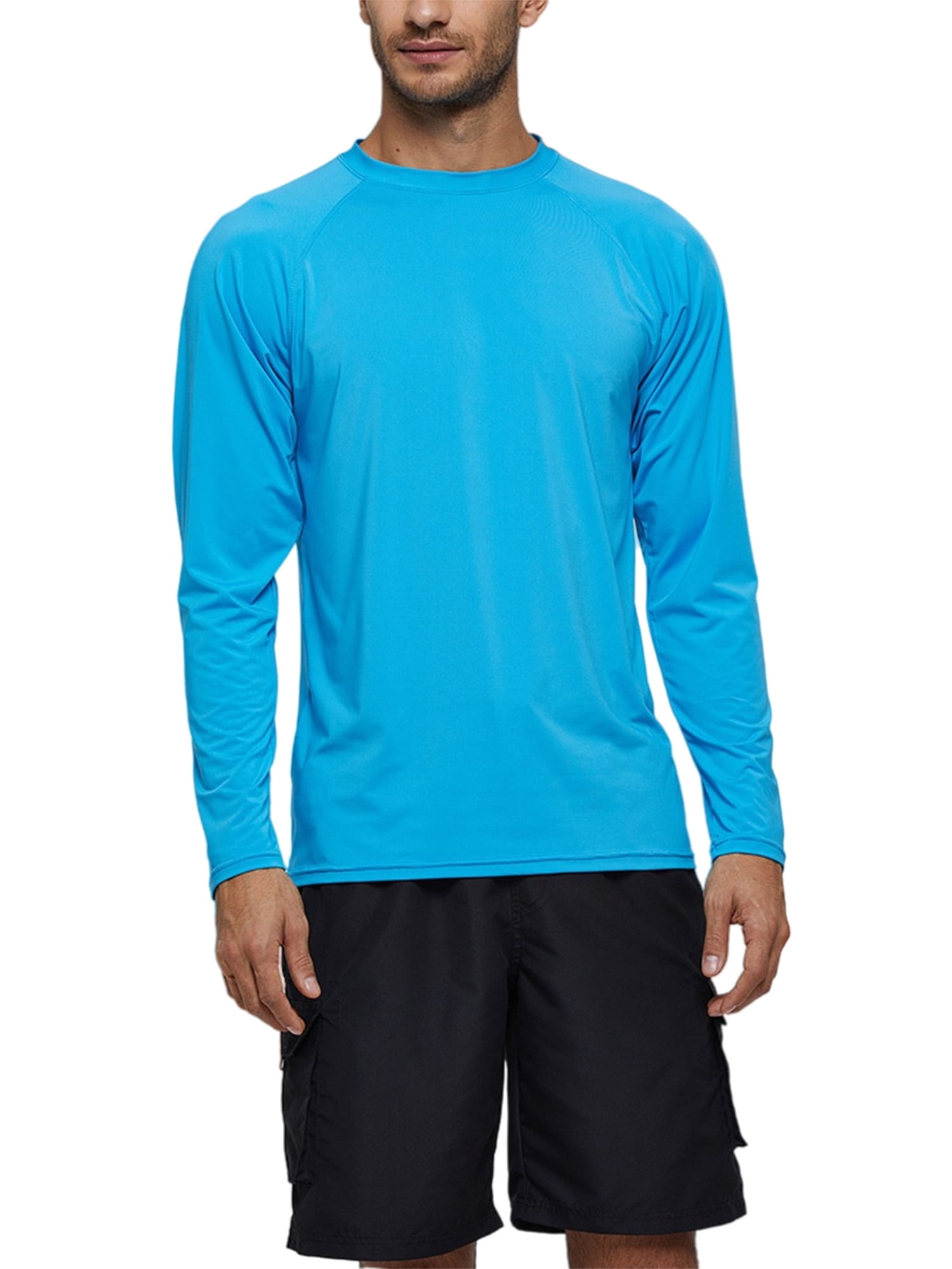 Mens Long Sleeve Rash Guard Swim Shirts UPF 50 Sun Protection SPF UV T-Shirts for Fishing Hiking Running Surfing