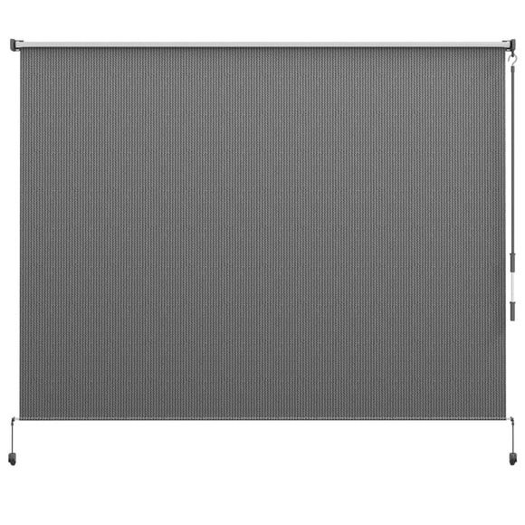Outsunny Outdoor Roller Shade, 8' x 6' Patio Door Blinds, Light Grey