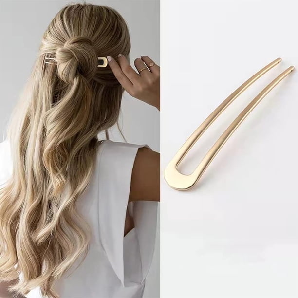 3 Pack U-Shaped Hair Pins French Hair Pin Bun Hair Sticks Chignon