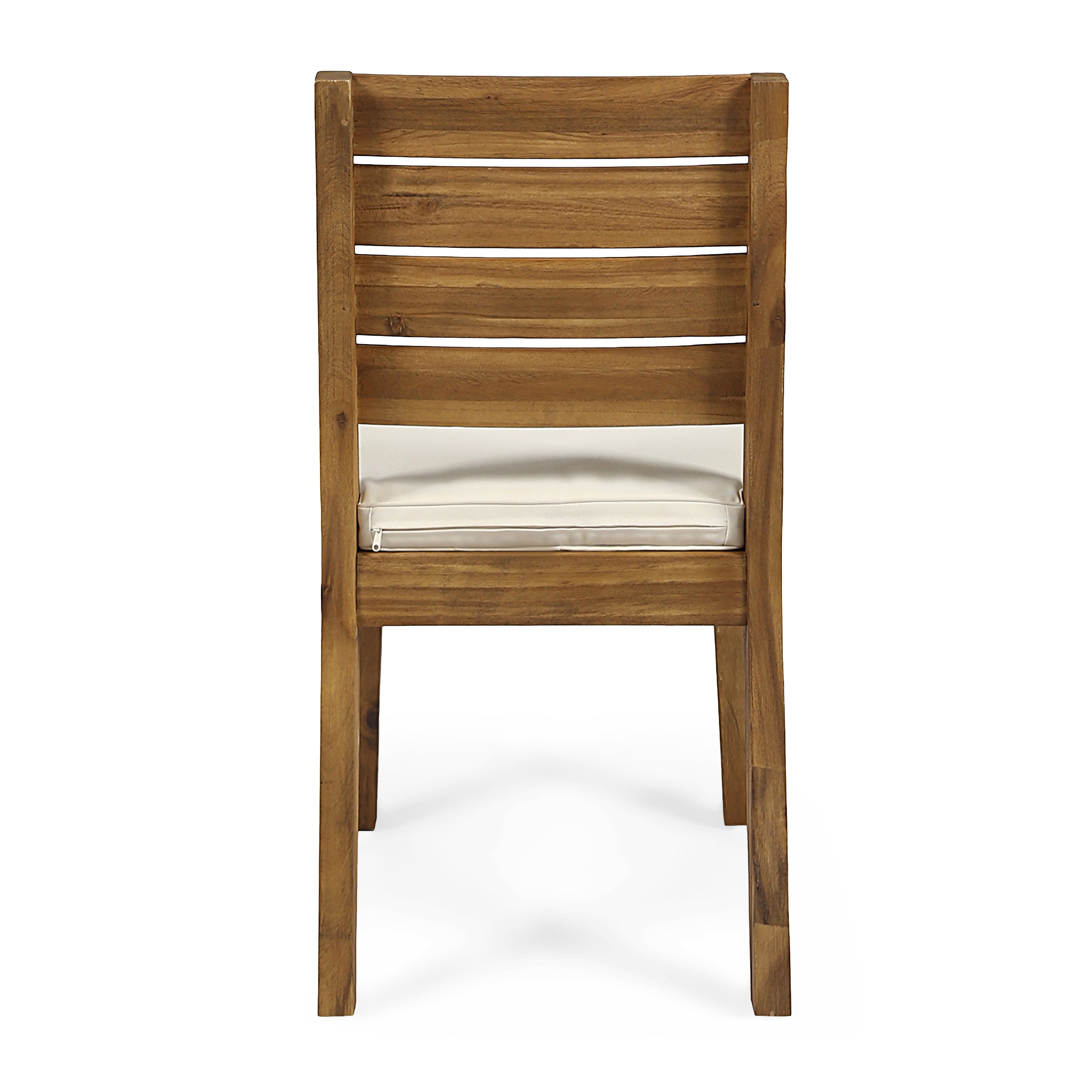 Outdoor Armless Cushioned Dining Chair Set of 2, Simple Household Rest Seats for Patio Garden, Natural and Beige