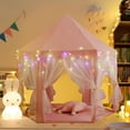 thumbnail image 2 of Princess Castle Play Tent with LED Star Lights,Large Size 55" x 53" Pink Hexagon Playhouses Kids Tent Indoor Outdoor Games for Toddlers 2-8 Years Old, 2 of 11
