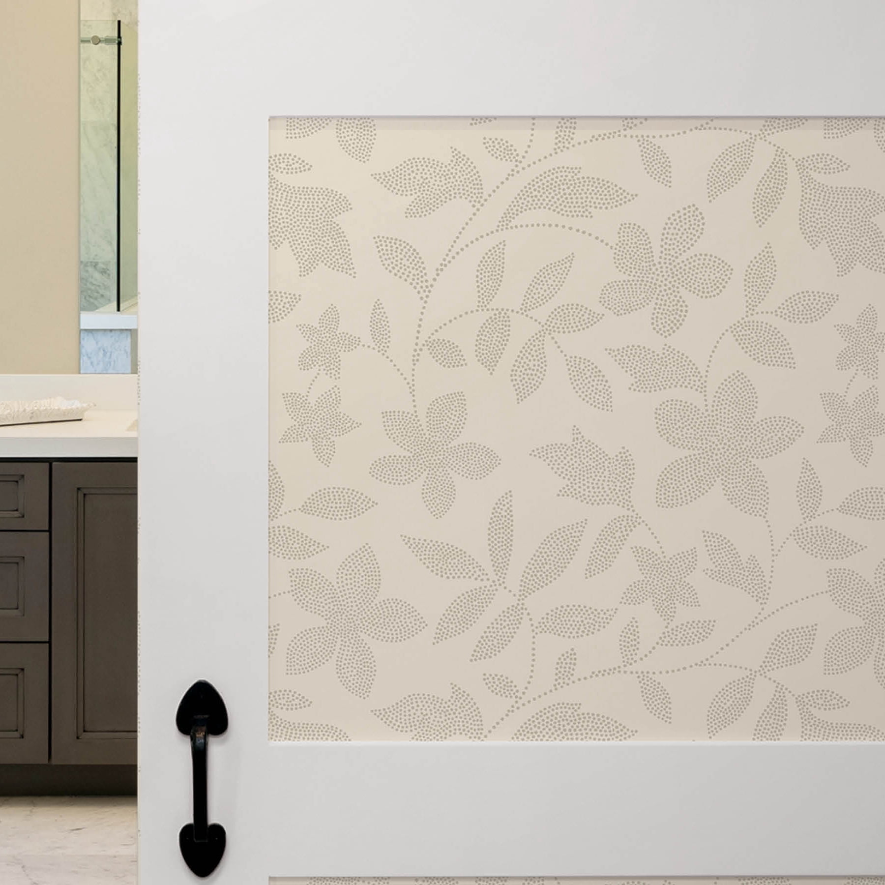 Mainstays Beige Dot Botanical Peel and Stick Wallpaper 30.75 Sq. ft, 1 Count