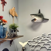 Zeckos 16 inch Great White Shark Head Wall Mount Trophy Resin Ocean Nautical Decor