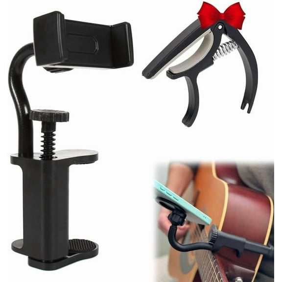 Guitar Phone Holder, 2025 Upgraded Portable Guitar or Ukulele Magnetic Phone Holder, 360°Adjustable Guitars or Ukulele Phone Mount