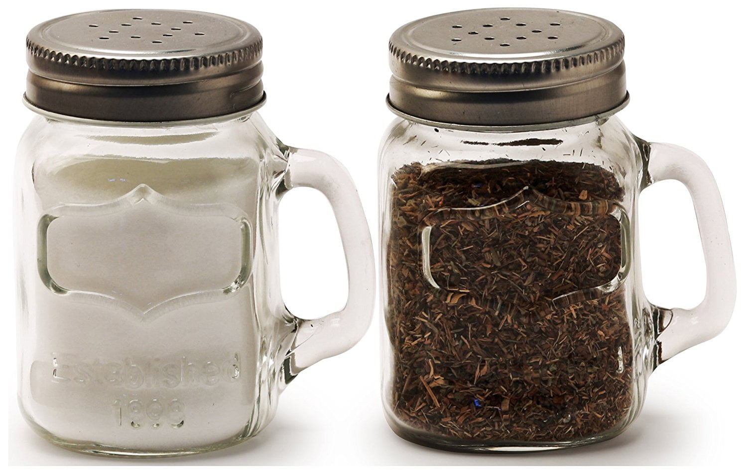 Circleware Mason Yorkshire Jar Mug Salt and Pepper Shakers with Glass