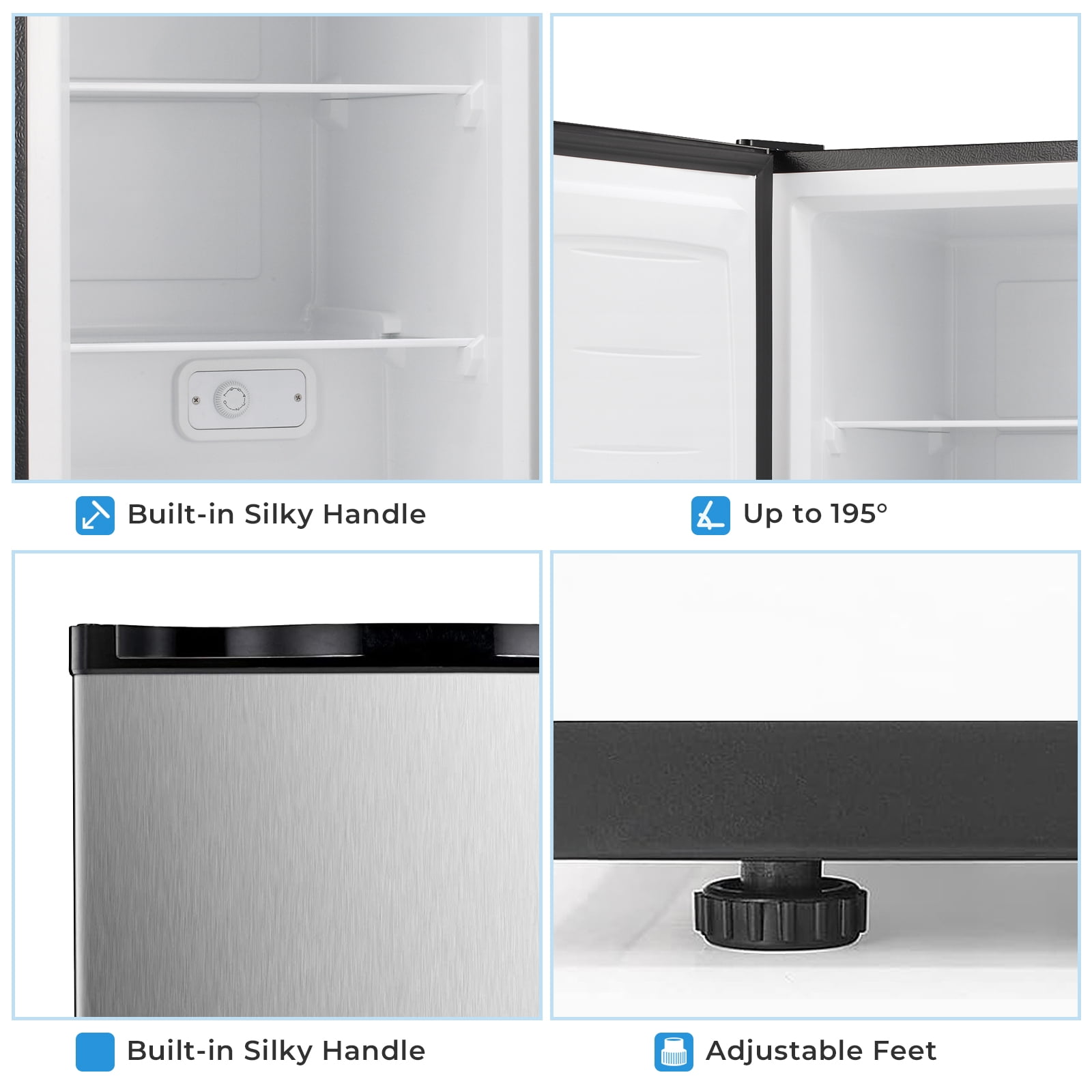 WAA 2.2 Cu.ft Upright Freezer, Small Mini Freezer with Adjustable Thermostat, Removable Shelves, Reversible Single Door, for Bedroom/Home/Dorms/Apartment (Stainless Steel)