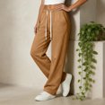 thumbnail image 5 of choiix Drawstring Wide Leg Sweatpants for Womens Loose Fit Casual Joggers Comfortable Sporty Trousers Versatile Lounge Bottoms Camel M, 5 of 5