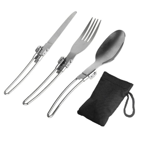 

ZALAGA Cookware Backpack Spork Fork Stainless Steel Fold Knife Utensil Spoon Set Combo Picnic Camp Cutlery Tableware Flatware