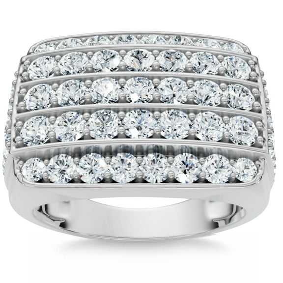 Pompeii 3Ct Wide Diamond Men's Ring 14k White or Yellow Gold Lab Grown (G/H,VS1)