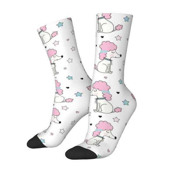 Logiee Cute Poodle Dog Print Adult Socks for Men & Women,Calf Socks, Ankle Socks,Boots Socks,Breathable Casual Sock,Unisex Crew Socks