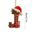 thumbnail image 2 of Beautynvta 26 Christmas Letter Ornaments, Santa Hat Plaid Alphabet Ornaments, Christmas Tree Hanging Ornament, Personalized Initial Letter Pendant, DIY Hanging Xmas Ornament, J, 2 of 5