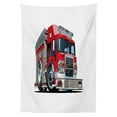 thumbnail image 3 of Ambesonne Truck Tablecloth Rectangular Table Cover, Cartoon Style Illustration, 52"x70", Pale Grey Red, 3 of 4