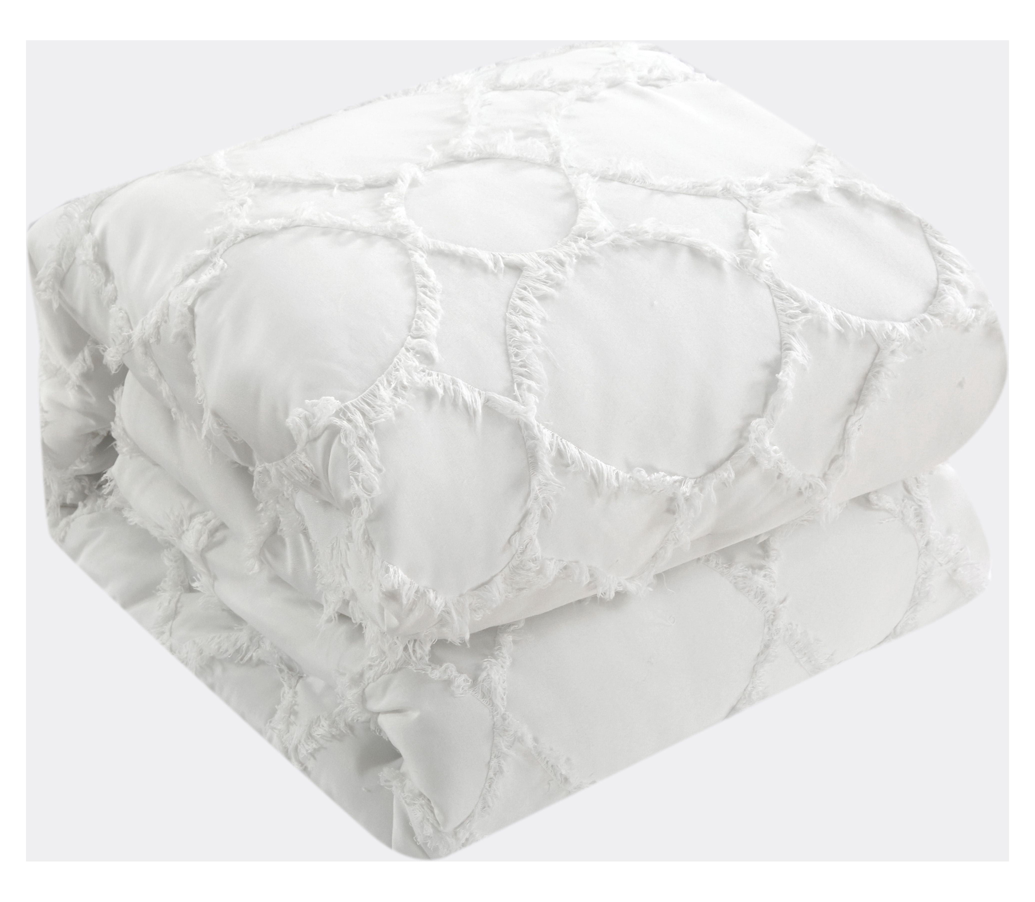 Lanco Layla Polyester, 7-Pieces Comforter Bedding Set, White, Queen