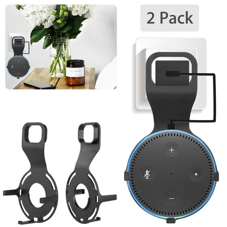 Messy Wire - EEEKit 2 Pack Outlet Wall Mount Hanger Stand for Home Voice Assistants 2nd Generation, Space-Saving Solution,Charging Cable Included,No Messy Wires or Screws,Compact Holder Case Plug in Home