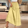 thumbnail image 2 of Women's Boho Eyelet Embroidery Maxi Skirt, Casual Summer Long Skirt with Pockets, High Waisted Tiered Swing A-Line Beach Skirt, 2 of 5