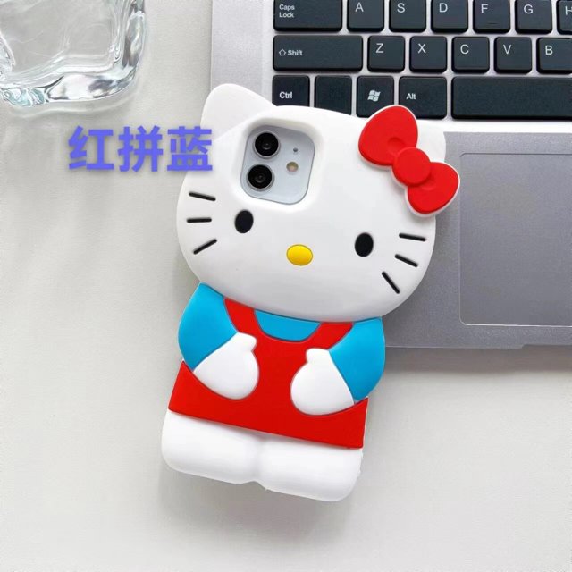 Fundas de teléfono de silicona de Hello Kitty para iPhone, 11, 12, 13, Promax, X, XS, MAX, XR, 7p, 8p, funda trasera de protección de lente, Kawaii
