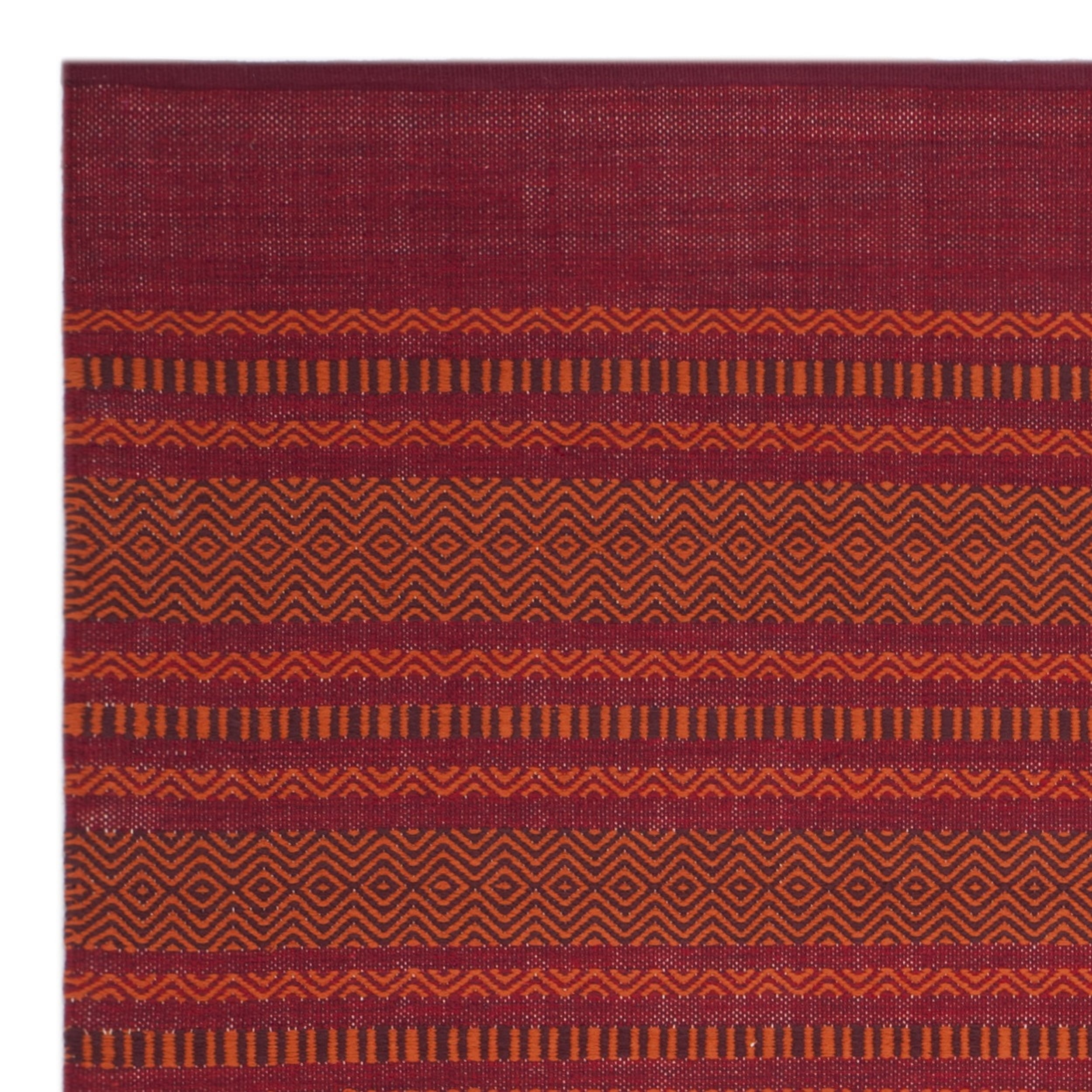 SAFAVIEH Montauk Ben Striped Soft Braided Cotton Area Rug, Orange/Red, 9' x 12'