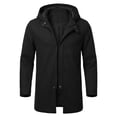 thumbnail image 2 of Ceisia Men's Solid Hooded Wool Blend Coat Zip Button Hybrid Windproof Long Sleeve Outerwear Gift, 2 of 8