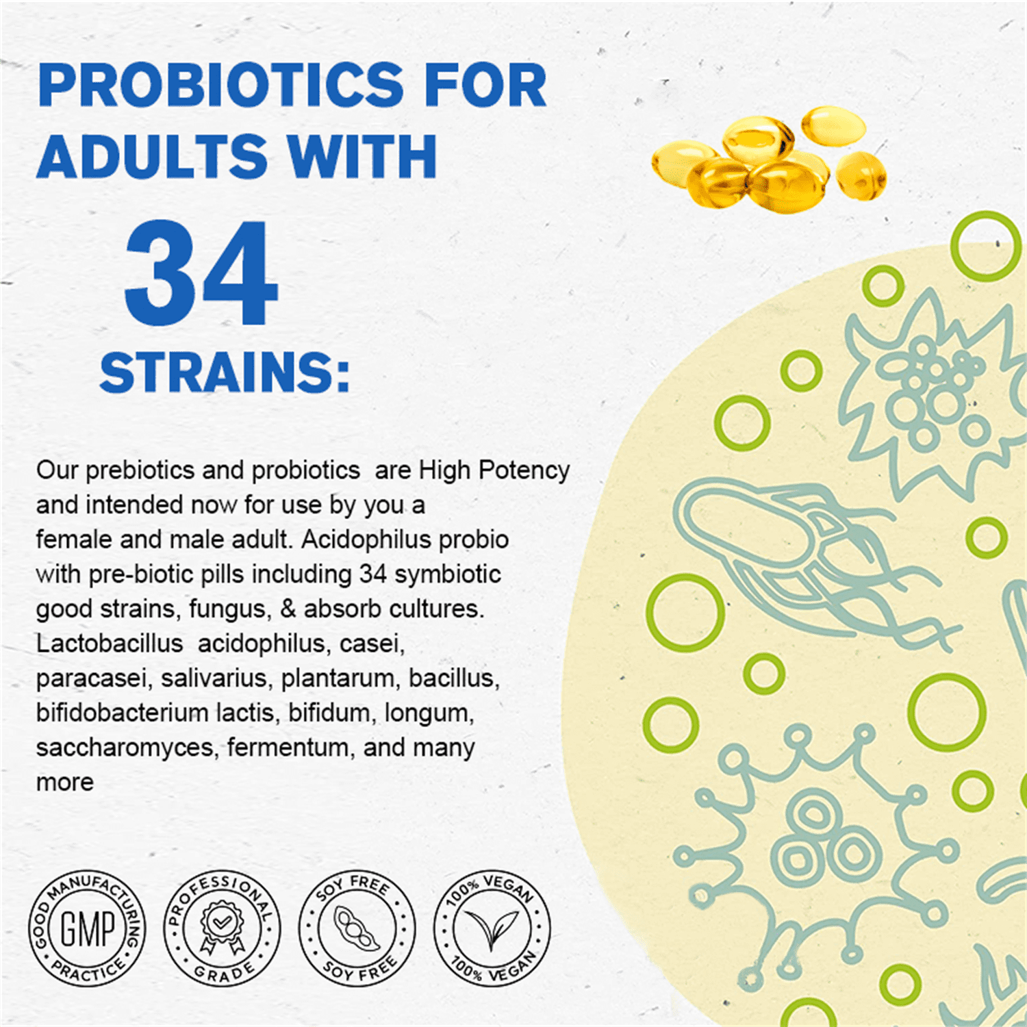 GPGP Greenpeople 100 Billion CFU Probiotic for Women and Men, Support Digestive & Gut Health, 240 Capsules