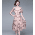 thumbnail image 2 of Vêtements pour Femmes Jupe Été Col Carré Papillon Maille Manches Courtes Mi-Longue Robe, 2 of 4