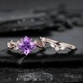 thumbnail image 2 of 3PCS Princess Cut Amethyst Bridal Set - Vintage Alternative Twist Band Wedding Set -14K Rose Gold Finish Amethyst Promise Engagement Ring Set, 2 of 2