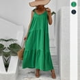 thumbnail image 7 of Yuzhih Casual Summer Dresses for Women Loose Spaghetti Strap Sleeveless Maxi Dress Plain Tiered Vacation Cami Dresses, 7 of 7