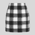 thumbnail image 2 of TTUHYWXI Bodycon Pencil Wool Mini Skirts for Women High Waist Plaid Skirt (Grey, XL), 2 of 3