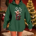thumbnail image 2 of Feancey Christmas Hooded Sweatshirts for Women Funny Reindeer Graphic Hoodies Drawstring Long Sleeve Fleece Lined Pullover Sweatshirt with Kangaroo Pocket Army Green S, 2 of 6