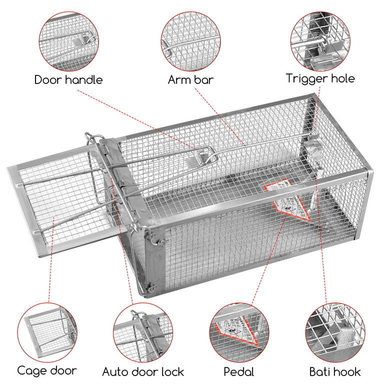 Humane Rat Trap, iMounTEK Rodent Trap for Indoor and Outdoor Small Animal  Catch and Release Live Cage with Detachable L Shaped Rod