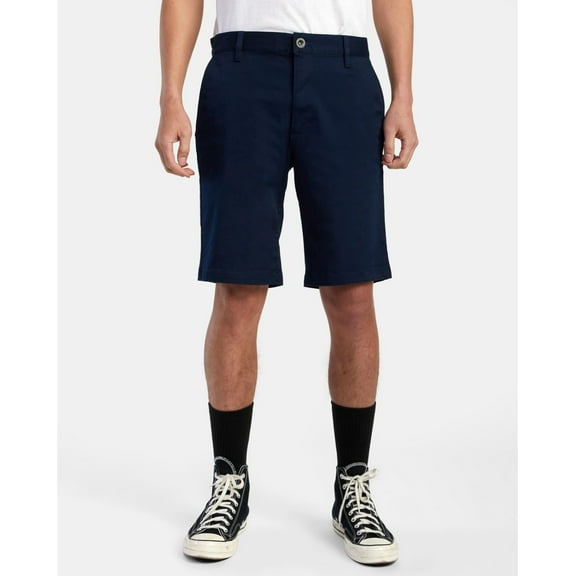 Rvca Mens Regular fit Chinos Shorts 29 Navy Blue Solid Stretch