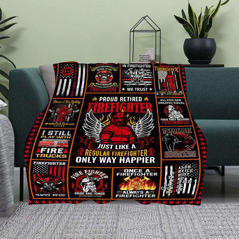 RooRuns Firefighter Blanket, Firefighter Gifts for Men Fireman Dad Husband  Boyfriend Son, Thin Red Line Flag Throw Blankets, Fire Fighter Gifts for  Adults, First Responders Blanket 