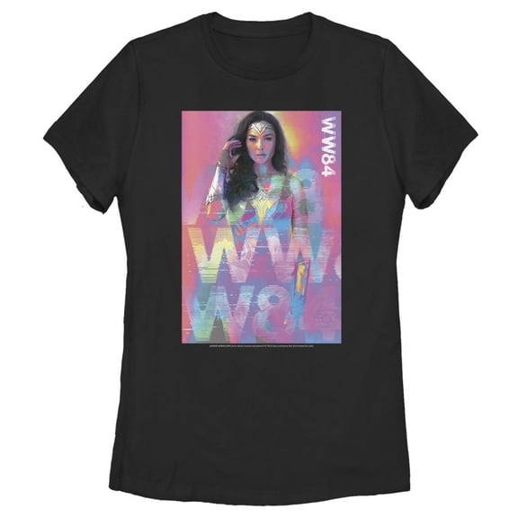 Women's Wonder Woman 1984 Pastel Glitch  Graphic Tee Black Large