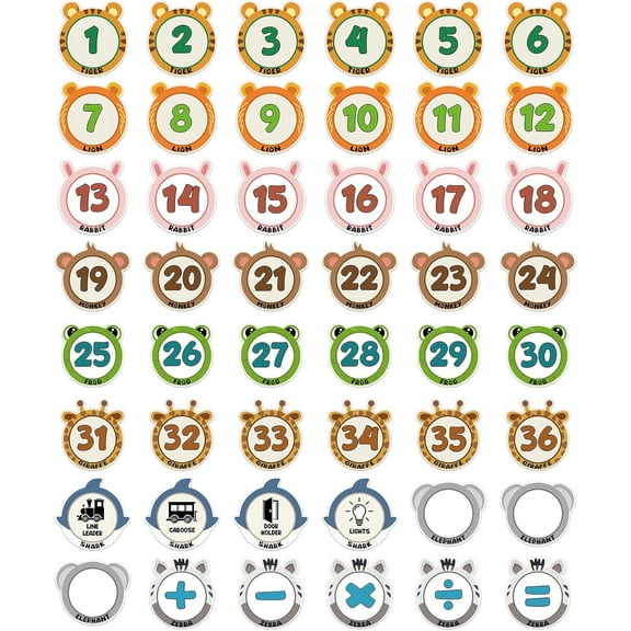 WaaHome Line up Spots for Classroom Floor Stickers - 48Pcs Animals Number Stickers Floor Numbers for Classroom Lining up for Back to School Kindergarten Preschool Elementary Supplies