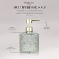 thumbnail image 5 of Marcella Glass Soap Dispenser with Soap Pump, Refillable 14 Ounce Capacity, Floral Design Rose Patterns, Heavy Weight Thick Glass for Bathroom, Premium Kitchen Soap Dispenser Reseda Sage, 5 of 10