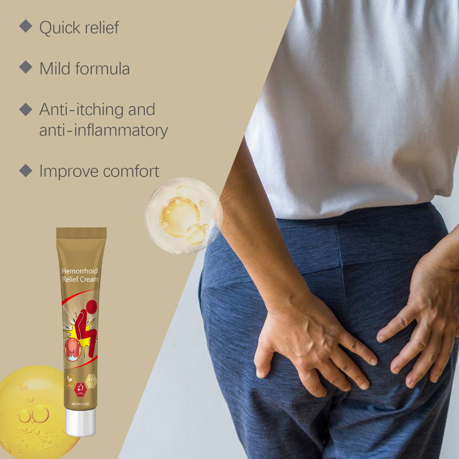 Alvantor Hemorrhoid Treatment Relief Cream with Chamomile & Saffron, 0.71oz