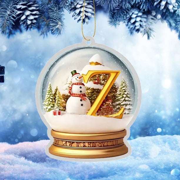 Adorno para Coche de Acrílico con 26 Letras de Cristal Amarillo, Colgante para Árbol de Navidad, Decoración Del Hogar