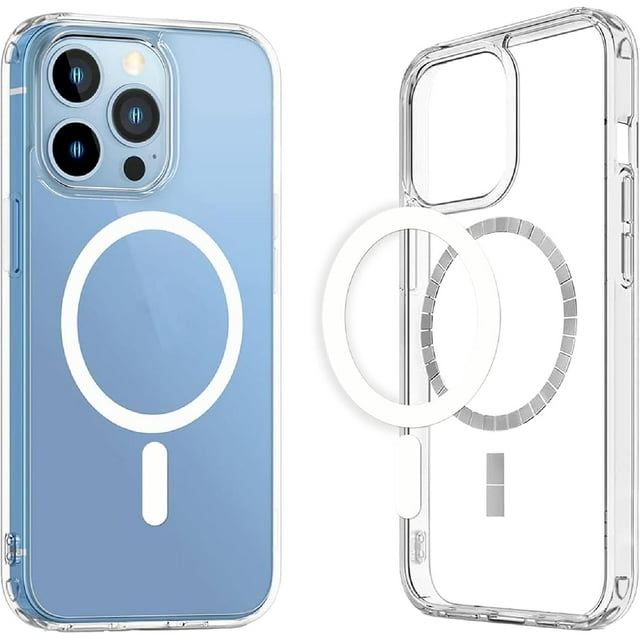 Magnetic Phone Case for iPhone 15 Pro Max – Clear Case Compatible with Magsafe – Slim Fit Shockproof Phone Protector – Casing with Shock Absorption Bumper – Ultra Thin
