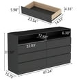 thumbnail image 3 of 6-Drawer Double Dresser with Power Outlet and LED Light, Accent Chest of Drawers for Bedroom, Living Room, Black – STIKELY, 3 of 5
