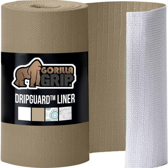 GORILLA GRIP Shelf Liner for Kitchen Cabinets Non Adhesive 24x240 Inch Drawer Liners DripGuard Beige